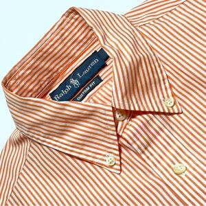 Ralph Lauren Orange Striped Casual Button Down Shirt